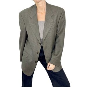 Vintage 100% wool brown check oversized blazer 40